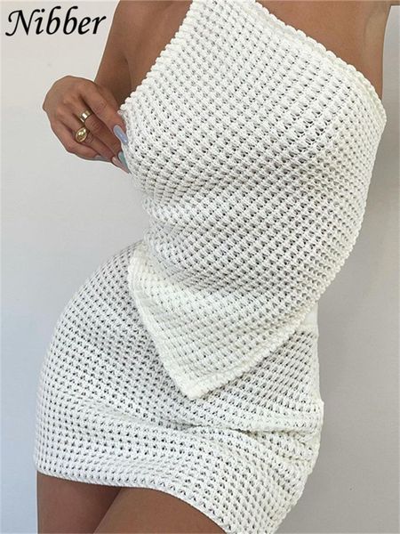 

two piece dress nibber knit 2 sets women diamond lace skinny elastic force mini skirts suits summer female club outfits y2k 230209, White