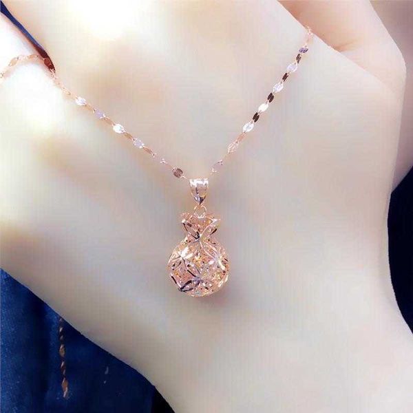 

necklaces jewelry pure russian 585 women's necklace fashion shiny color money bag pendant, Silver