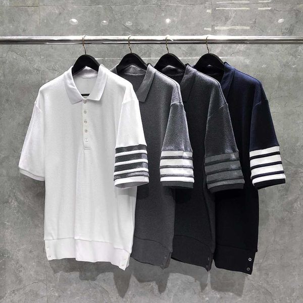 

t-shirts tom tee brown short sleeve round neck 23ss stripe leisure casual fashion designer classic polo shirt time breathe tb waffle t-shirt, White;black