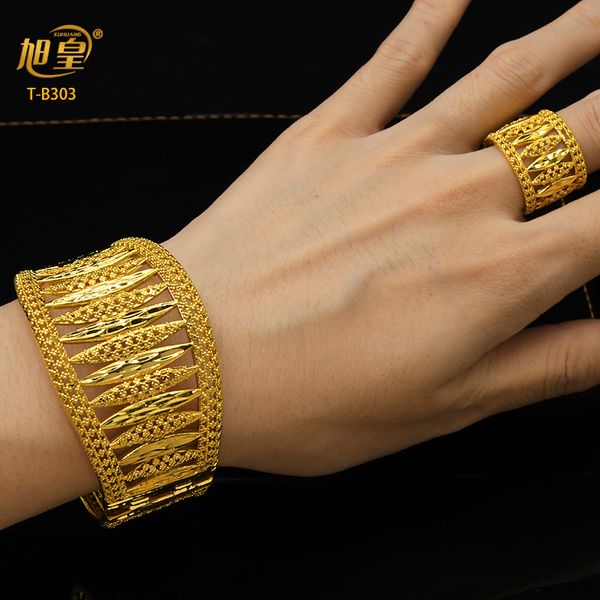

bangle xuhuang dubai exquisite plated gold hollow bangle with ring for women arab luxury charm copper bangles bracelets gifts wholesale 2302, Black