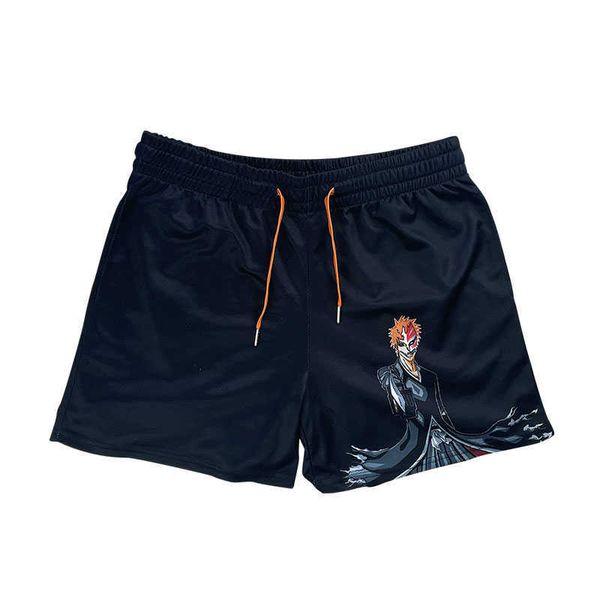 

men's shorts anime bleach shorts classic gym basketball workout mesh shorts summer casual shorts summer swimming shorts t230209, White;black