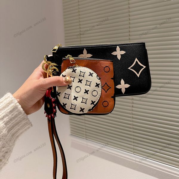 

23 women luxurys designers card holders bags wallets solid color old flower bag genuine leather ladies travel wallets coin purse with gift b, Brown;gray