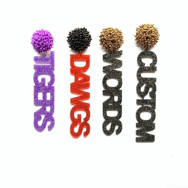 

dangle chandelier customize name letters acrylic stud earrings personalized words pendant any color fashion custom jewelry 230209, Silver