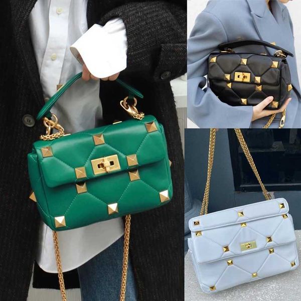 

vintage women shoulder bags brand designer genuine leather handbags ladies fashion rivet bag female casual tote purse