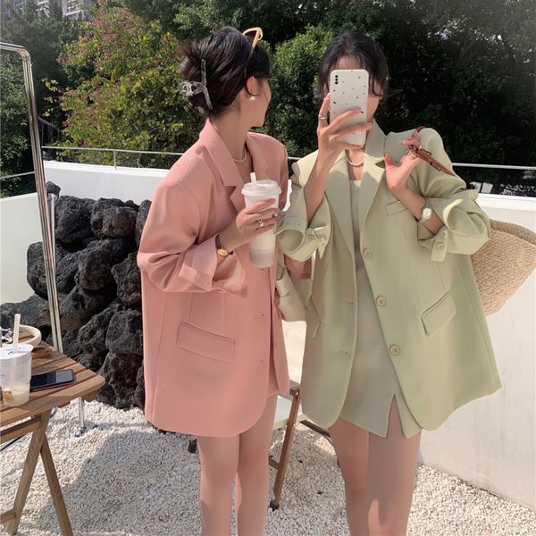 

womens suits blazer chic single breasted blazer b coat female elegant candy color long sleeve ladies outerwear stylish 230209, White;black