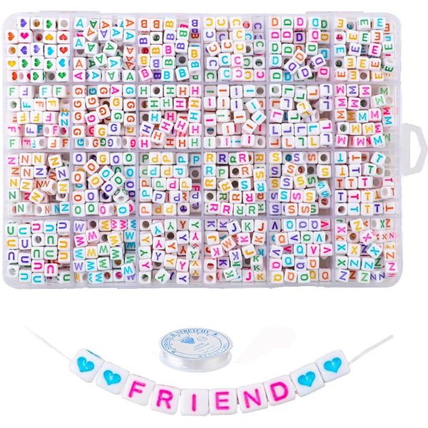 

jewelry sqaure acrylic letter child puzzle beads box set for diy bracelet making accessory round alphabet spacer seed bead kits 230208, Red;brown