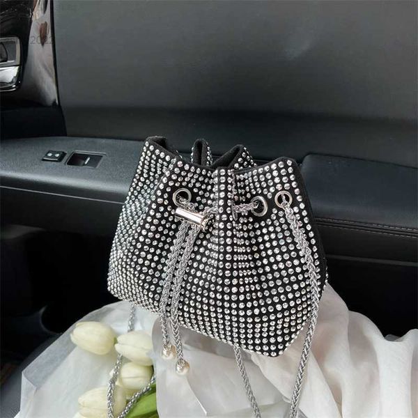 

2022 new korean version with bucket handbag rhinestone chain messenger net red flash diamond shoulder bag