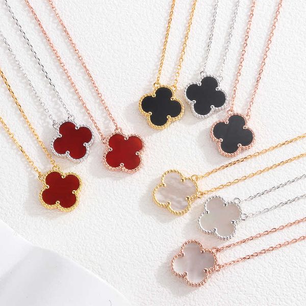 

pendant necklaces sterling silver s925 four leaf grass necklace female wild niche design agate fritillaria tiktok online popular live broadc