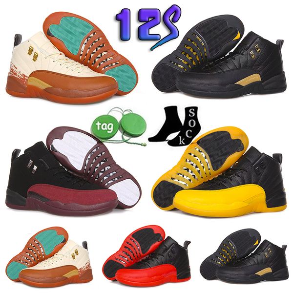 

12s men basketball shoes jumpman 12 mens trainers black taxi flu game hyper royal royalty taxi nylon michigan gym red sports sneakers