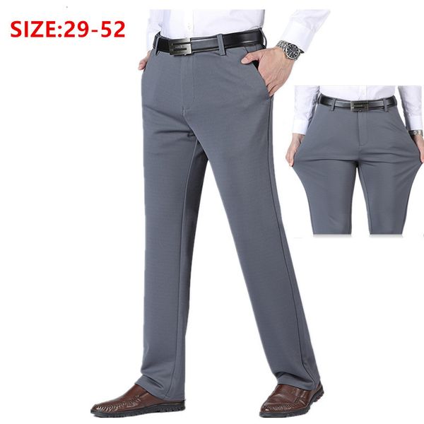 

mens pants thick straight work trousers men office formal black plus size blue elastic business stretch big 44 48 50 52 male wearing 230209