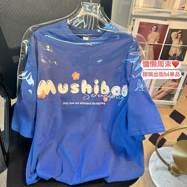 

women's t-shirt blue t salt sweet short sleeve t-shirt female ins fashion middle long flower 2022 y2302, White