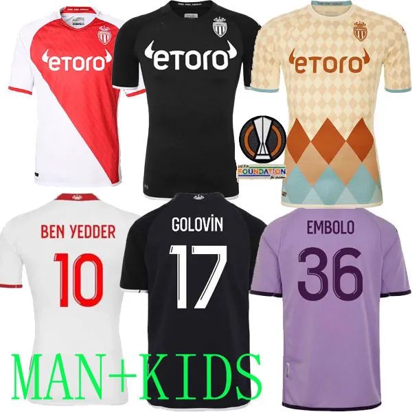 

22 23 monaco home limited edition soccer jerseys special accepted wear ben yedder boadu jean lucas #11 black football shirts minamino embolo, Black;yellow