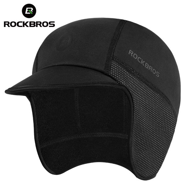 

outdoor hats rockbros cycling cap winter men women windproof fleece keep warm hat for motorcycle ski outdoor sports headwear accessories 230, Black;white