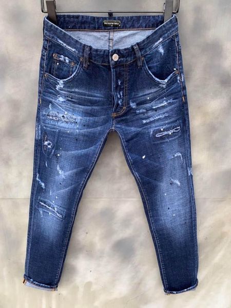 

dsquare jeans d2 jeans mens luxury designer jeans skinny ripped cool guy causal hole denim fashion brand fit jeans men washed pants 6 sfp, Blue