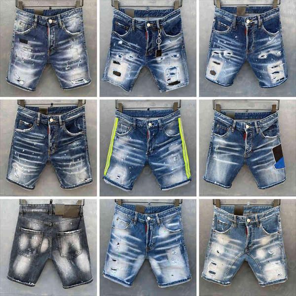 

dsquare jeans d2 mens short jeans straight holes tight denim pants casual night club blue cotton summer italy style zkr aec