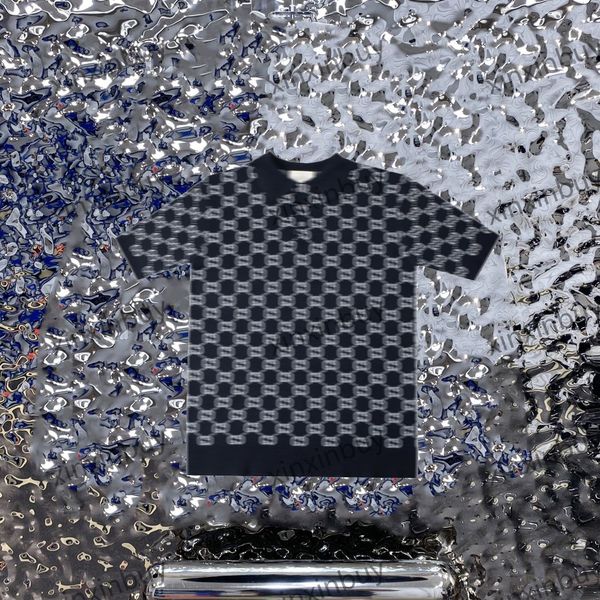 

xinxinbuy men designer tee t shirt 23ss knitted jacquard letters print short sleeve cotton women blue s-xl, Black;brown
