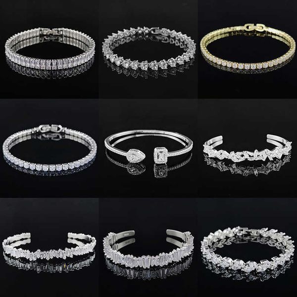 

designer bracelet jewlery for women 2023 new luxury punk gold silver tennis women's wedding handmade gift jewelry wholesale s5877b, Black
