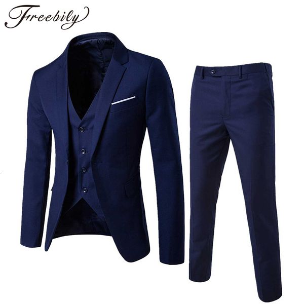 

men's suits blazers men gentleman suit 3pcs sets long sleeve one-button blazer and vest pants business wear formal uniform for office w, White;black