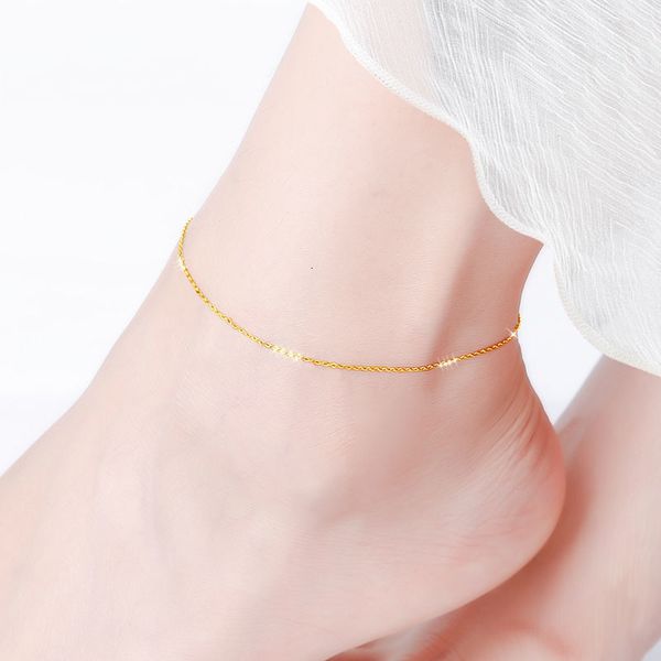 

anklets zhixi real 18k gold anklet fine jewelry pure au750 adjustable chain yellow white rose gold for women luxury gift j501 230209, Red;blue