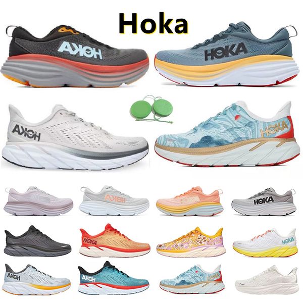 

2023 hoka one bondi men running shoes designer clifton 8 sneaker fashion black white orange amber yellow goblin blue men women outdoor train