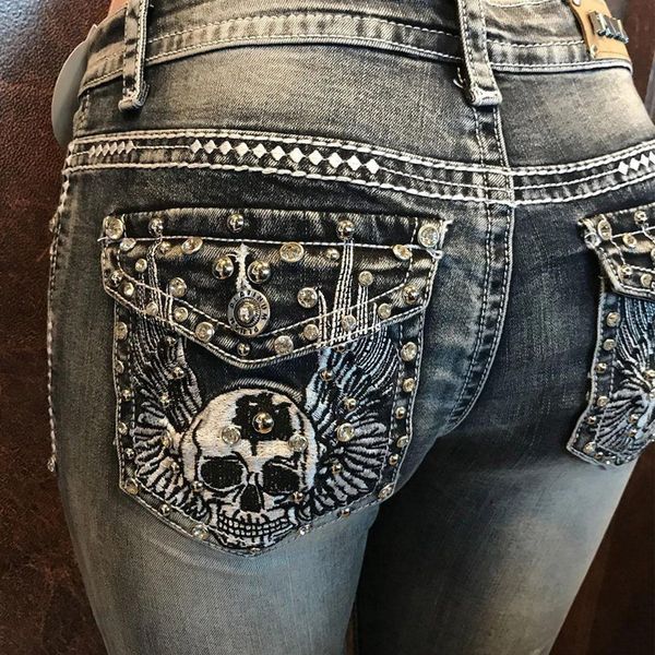 

women's jeans high waist women jeans fashion straight pants large size comfortable jeans vintage washable black jeans pants elastic 230, Blue