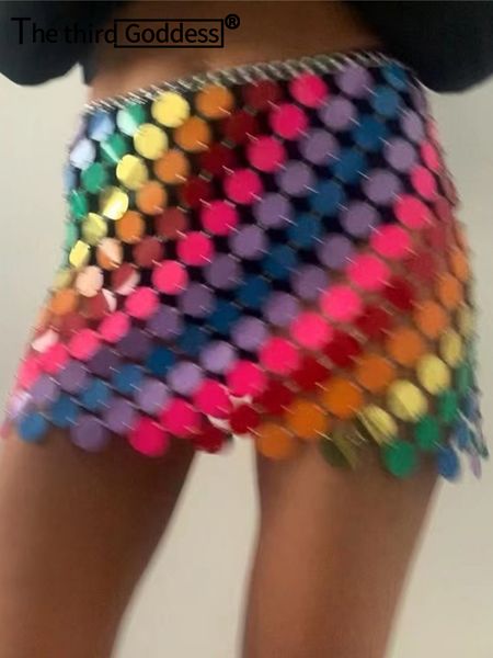 

skirts see through metal sequin beach mini skirt women summer night club party skirt rave outfit y2k streetwear skirts womens 230209, Black