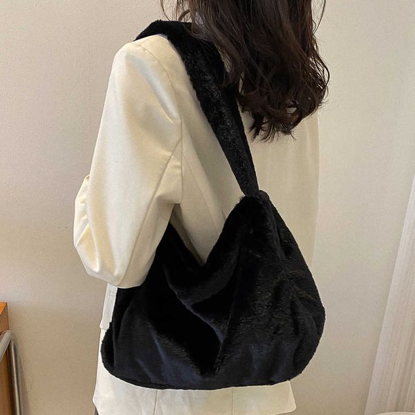 

evening bags women shoulder bag soft fluffy plush handle bag solid ladies girls phone cosmetic holder for travel holiday elegant clutches g2