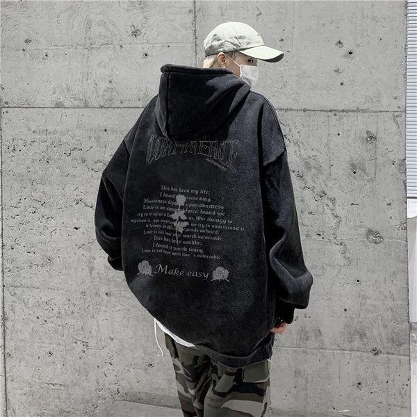 

men s hoodies sweatshirts hybskr 2023 streetwear vintage men casual oversized autumn letter graphic male hip hop pullovers 230208, Black