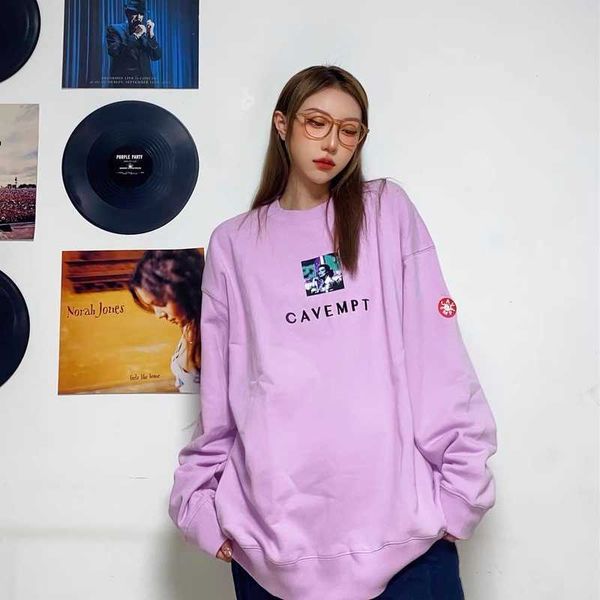 

men's hoodies sweatshirts 22ss character retro punk face printing 100 cotton eu size cavempt hoodies men women hip hop autumn winter j2, Black