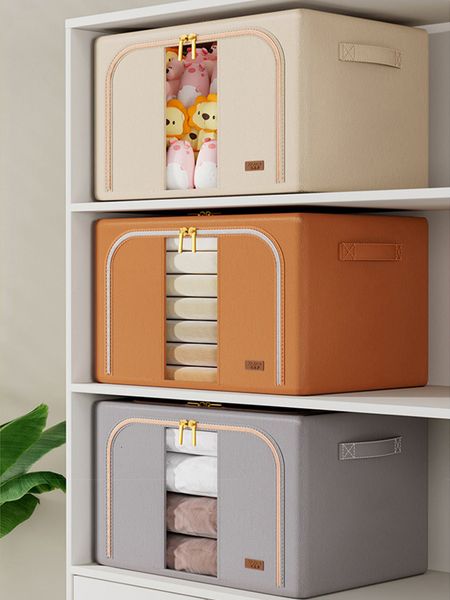 

Boxes Bins Joybos Foldable Leather Storage Box for Clothes Large Capacity Quilt Blanket Closet Wardrobe Clothing Home Organizer 230208, Sky blue