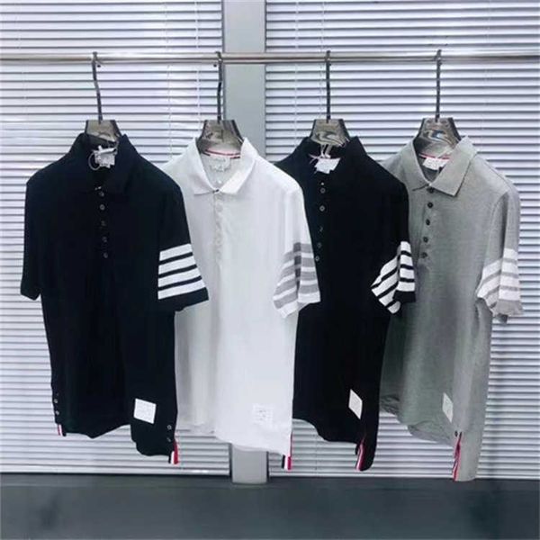 

t-shirts tom tee brown short sleeve round neck 23ss stripe leisure casual fashion designer classic polo shirt strength tb four bar summer ha, White;black