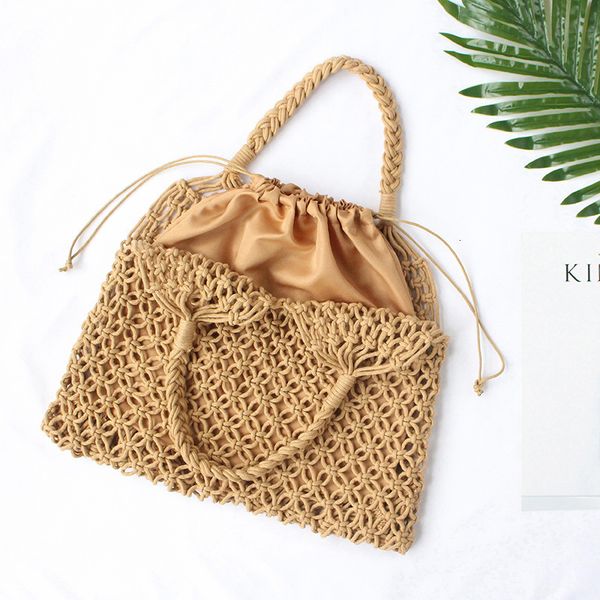 

evening bag boho summer woven beach handmade hollow out straw macrame tote girls cotton rope crochet 230208
