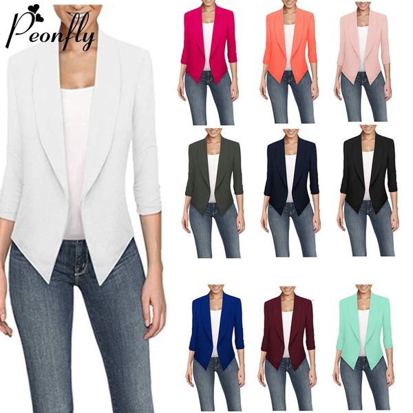 

womens suits blazers peonfly big size slim women fashion spring jacket female work office solid pocket notched blazer feminino coat 5xl 2302, White;black