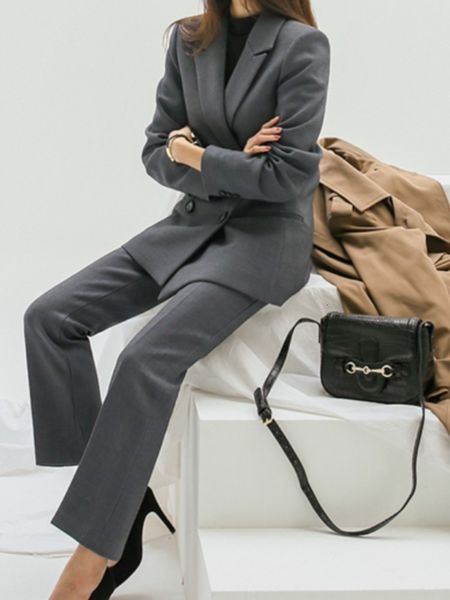 

womens two piece pants spring autumn casual blazer suits office ladies business elegant twopiece set female fashion workwear outfits 230209, White