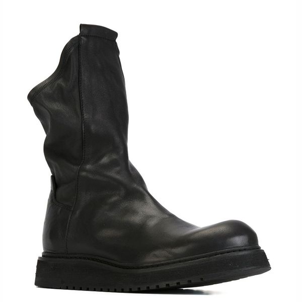 

man leather boot retro high shoes for men designer men's chunky boots, Black