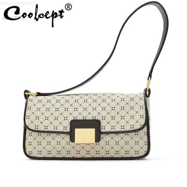 

coolcept retro women bags designer brand print strap female handbags luxury pu leather crossbody messenger bag large purse