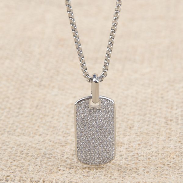 

fashion silver tag pendant necklace for men box chain classic jewelry anniversary valentine's day party gift