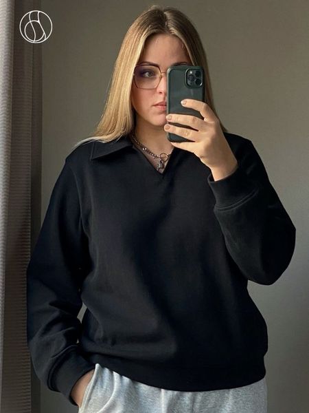 

women's hoodies sweatshirts dushu women pullover sweater black women sweatshirts v-neck loose sweaters long sleeve warm thick all-match