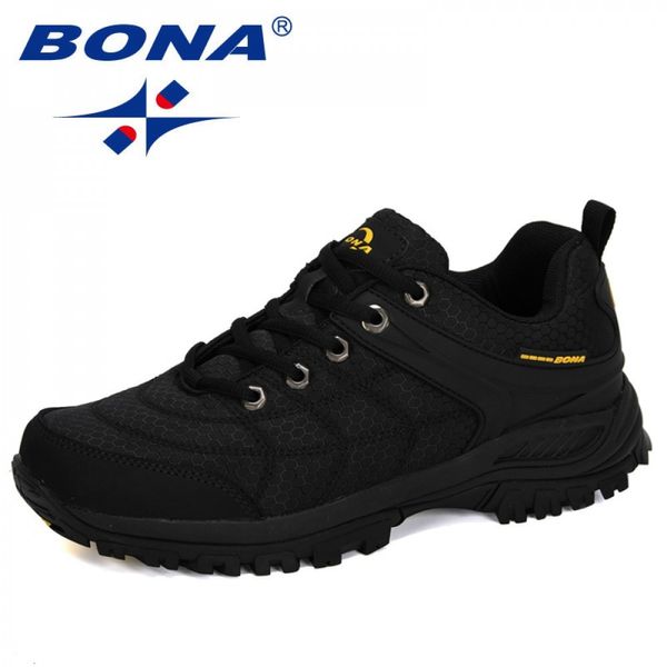 

dress shoes bona designers hiking man nubuck leather mesh outdoor men sneakers climbing sport trendy 230208, Black