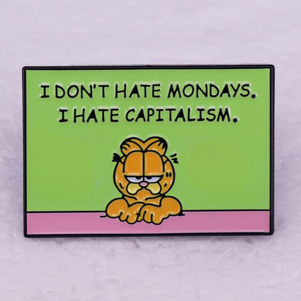 

i dont hat mondays i hate capitalism brooch cute anime movies games hard enamel pins collect metal cartoon brooch backpack hat bag collar la, Blue