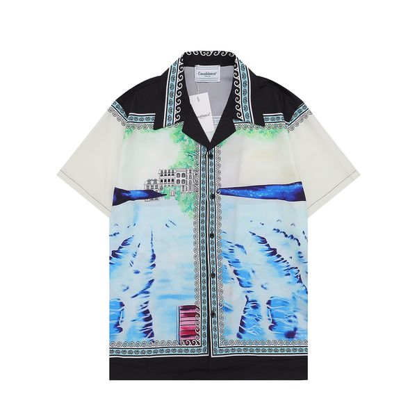 

casablanca dutton up shirt hawaiian shirt man womens tees brand short sleeves sell luxury men hip hop clothes, White;black