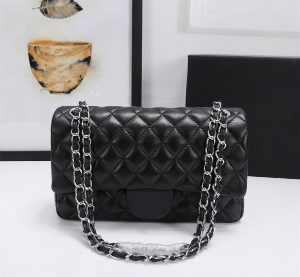 

designer bags luxury brand bag channel 2023 handbag leather leather cowhide gold or silver chain slant shoulder 2.55cm black pink and white