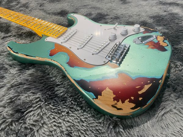 

oem electic guitar fen s t alder body maple neck hand made heavy relic