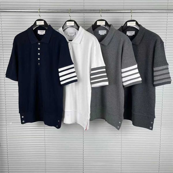 

t-shirts tom tee brown short sleeve round neck 23ss stripe leisure casual fashion designer classic polo shirt summer new four-bar short-slee, White;black