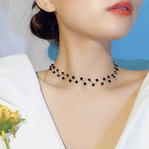 

pendant necklaces black neck female collarbone chain design sense of the minority choker summer pearl necklace collar 2021 new 2020, Silver