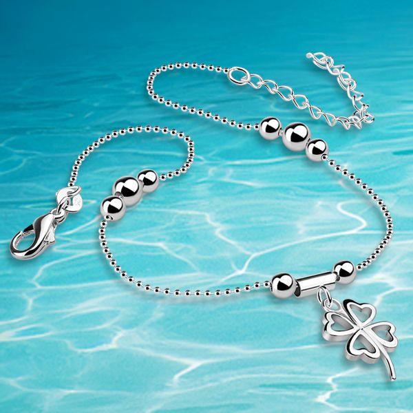 

anklets foot anklet 925 sterling ladies silver anklets bracelet chain for women leaves pendant foot jewelry package mail 230209, Red;blue