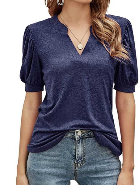 

women's t-shirt short sleeve v-neck solid t-shirt for summer y2302, White