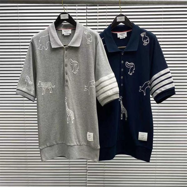 

t-shirts tom tee brown short sleeve round neck 23ss stripe leisure casual fashion designer classic polo shirt tb tide brand summer new lapel, White;black