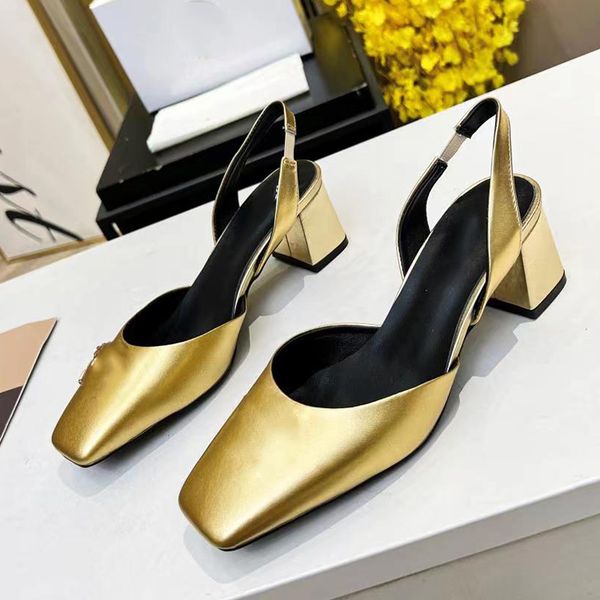 

womens dress shoes thick heel square head pure leather high heel sandals slippers casual walking birthday party shoes work shoes luxury desi, Black