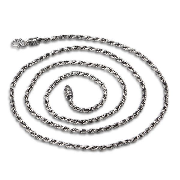 

beaded necklaces thai silver classic retro weave necklaces for women s925 sterling silver long chain necklaces real silver cross necklace je